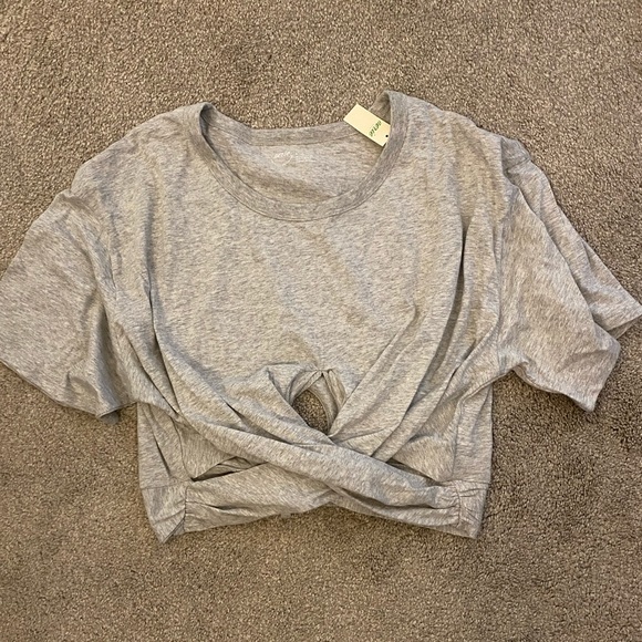 American Eagle Outfitters Tops - Women’s - Aerie - size XL - gray crossover front cropped top - NWT